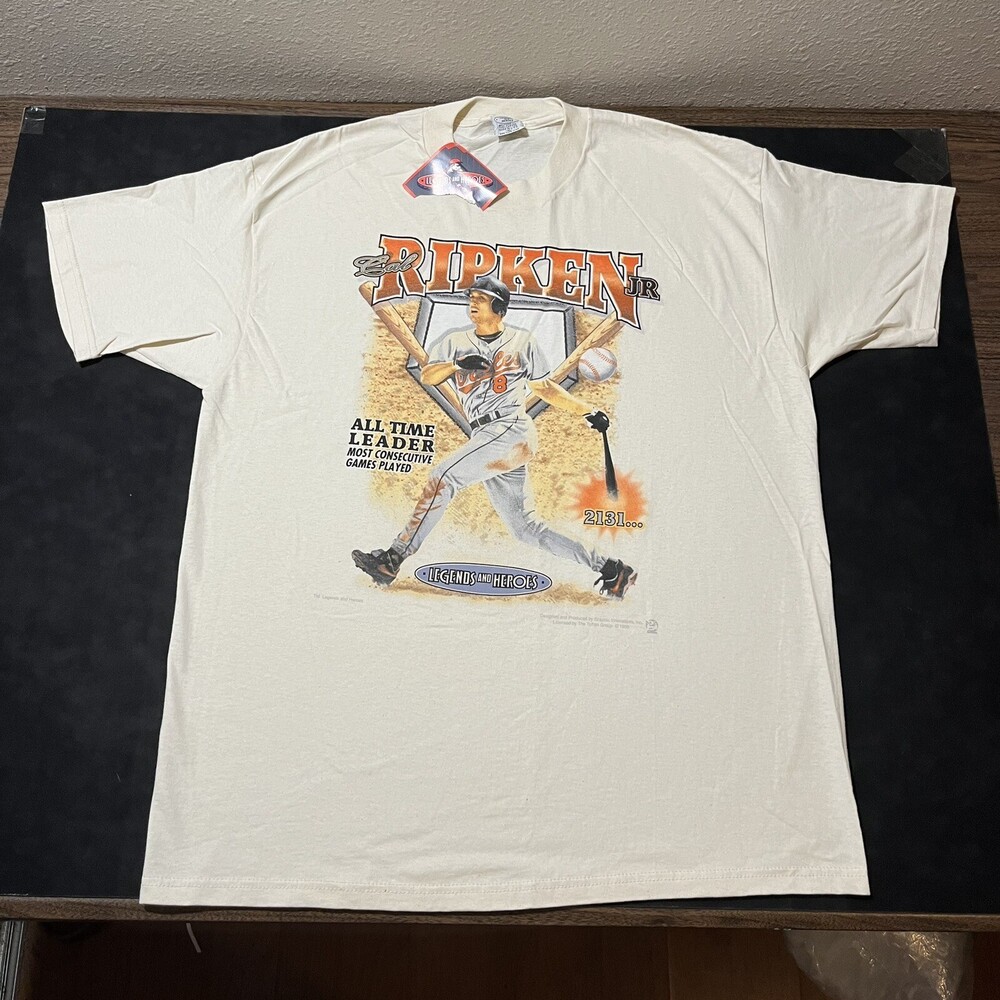 Vintage Cal Ripken Shirt Baltimore Orioles Nutmeg Deadstock Gehrig Iron Man USA